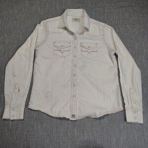Kimes Ranch Shirt Womens Size Small White Pearl Snap Western Cotton Bull Horn